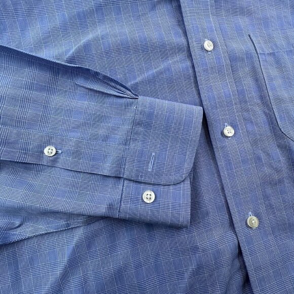 Brooks Brothers Long Sleeve Button Up Shirt Mens 16.5 32/33 Blue Check Cotton - Picture 8 of 11